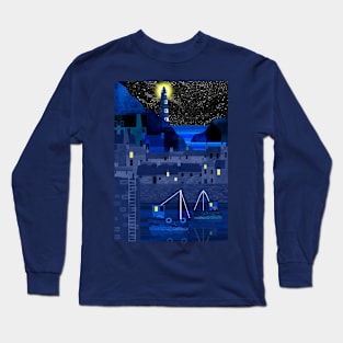 Fishing Town at Night Long Sleeve T-Shirt